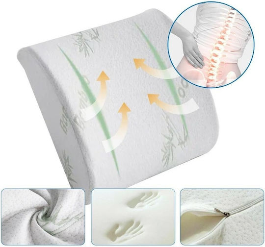 Pernă Lombară Anatomică din Bambus cu Spumă cu Memorie & Fibre Albă 32cm X 31.5cm X 10cm Fzpod106