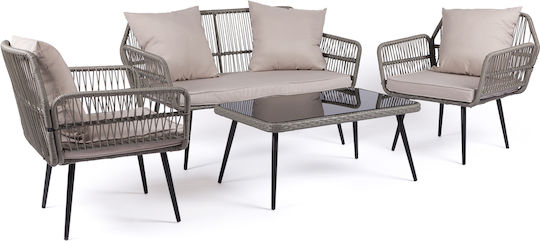 Set De sufragerie pentru exterior Amorgos Gri 4buc