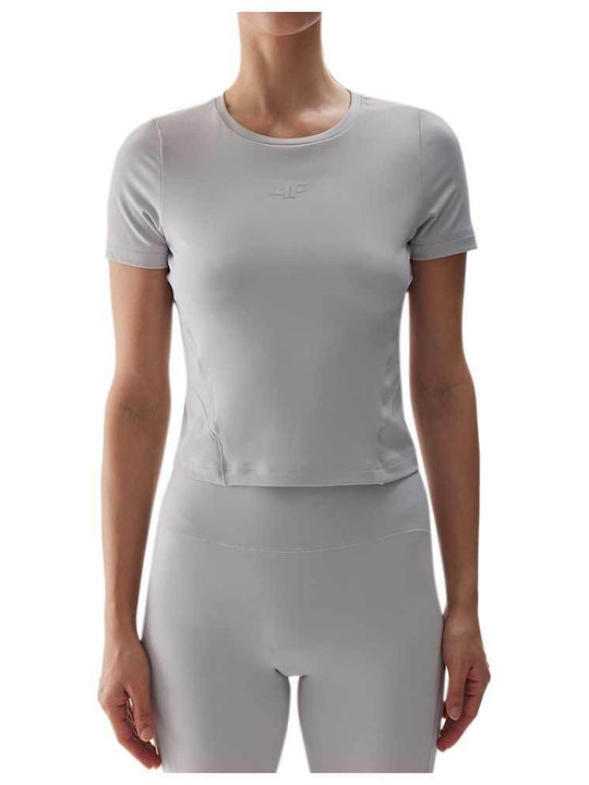 4F Damen Sportliches Bluse Kurzärmelig Gray