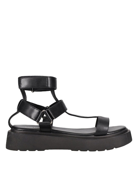 Migato Women's Flat Sandals Flatforms in Black Color