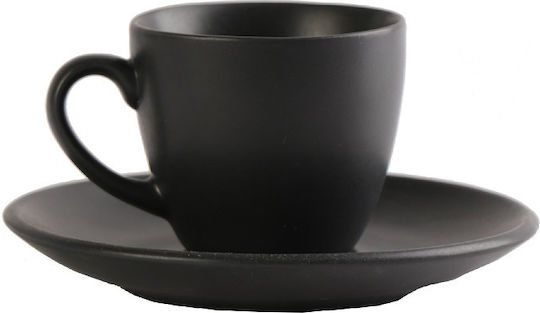 Espiel Morgan Set Tassen Kaffee aus Porzellan Schwarz 6Stück