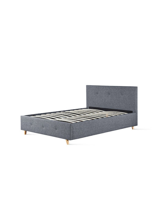 Queen Fabric Upholstered Bed in Gray with Storage Space for Mattress 160x200cm