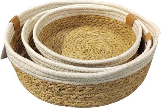 JK Home Decoration Set Decorative Baskets Wicker White 34x34x9cm 3 Pieces