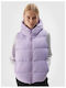 Women's Short Puffer Jacket for Spring or Autumn Purple