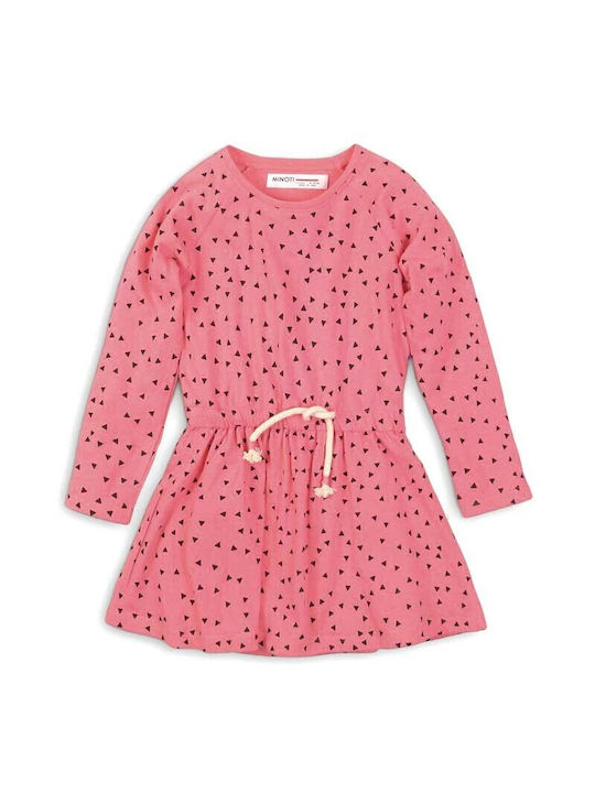 Minoti Kids Dress Long Sleeve coral