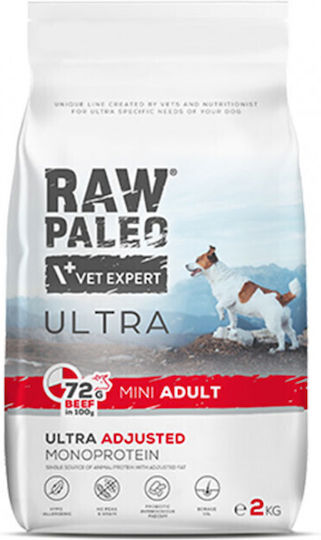 Vet Expert Ultra 2kg Dry Food Gluten-Free for Adult Small Breed Dogs with Beef
