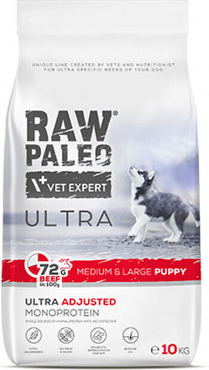 Raw Paleo 10kg Hrană Uscată fără Cereale & Gluten pentru Căţei de Rase Medii & Mari cu Carne de vită