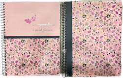 Anchored Spiral Striped A4 B'log Flowers Notebook 80 pages Pink Random Design Selection
