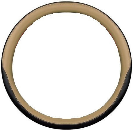 Car Steering Wheel Cover with Diameter 44-46cm made of Leatherette Beige with Beige Stitching
