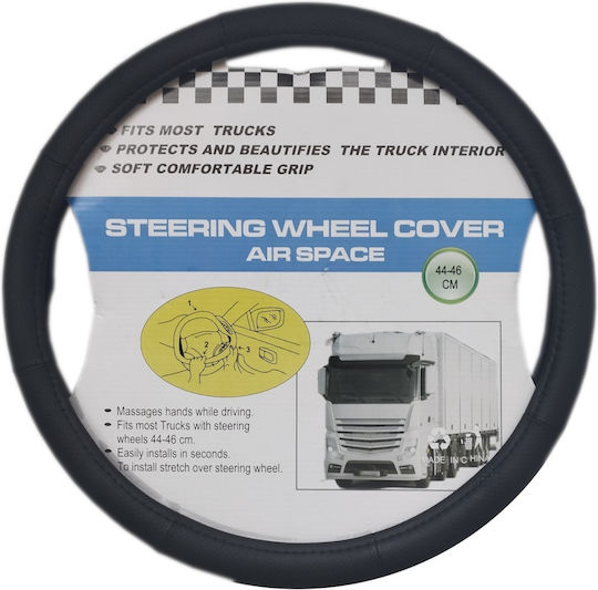 Car Steering Wheel Cover with Diameter 44-46cm made of Leatherette Black with Black Stitching
