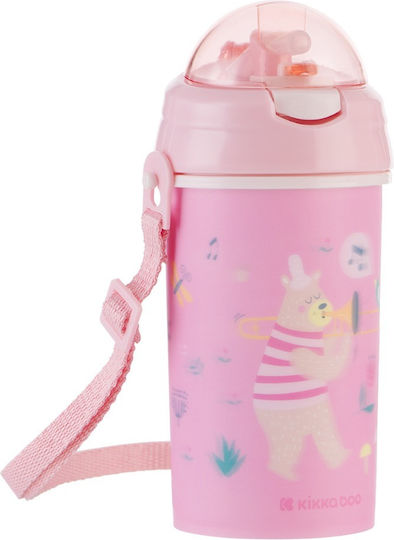 Silicone Straw Water Bottle 450ml Music Fest Kikkaboo Pink 31302030081