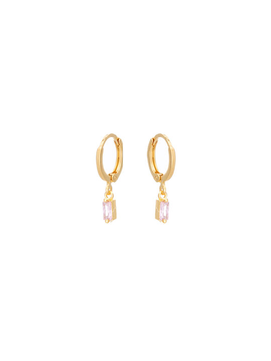 LifeLikes Earrings Hoops Gold Plated with Stones