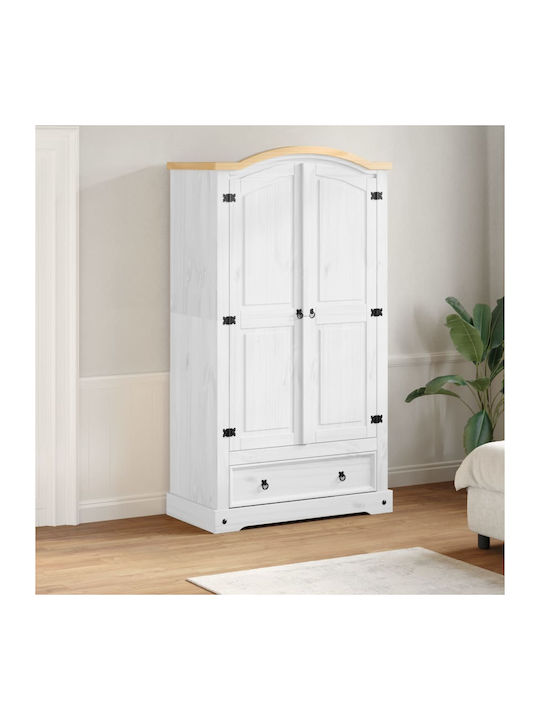 Double Door Wardrobe Corona White 102x52x186cm