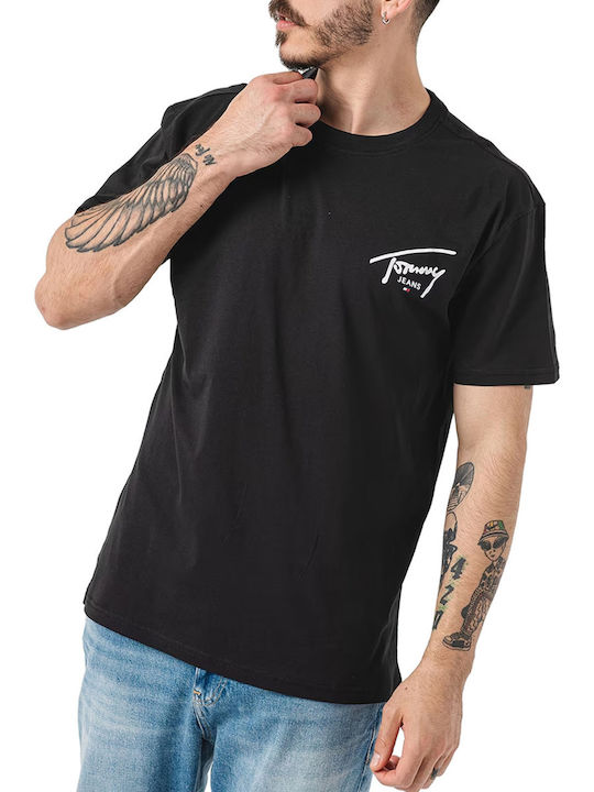 Tommy Hilfiger T-shirt Bărbătesc cu Mânecă Scurtă BLACK