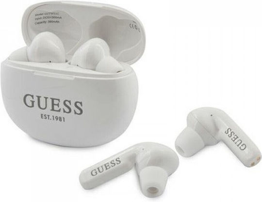 Guess GUTWS1CWH In-ear Bluetooth Handsfree Ακουστικά με Θήκη Φόρτισης Λευκά