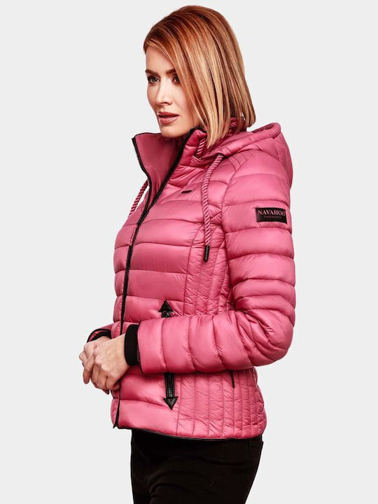 Navahoo Women's Short Puffer Jacket for Spring or Autumn Berry NAV-LOLUNA-BERY