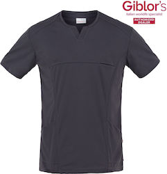 Giblor's Bluse Koch Grau mit Kurzärmelig