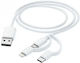 HAMA Редовен USB към Type-C / Lightning / micro USB Кабел 2.1A Бял 1м 00201535