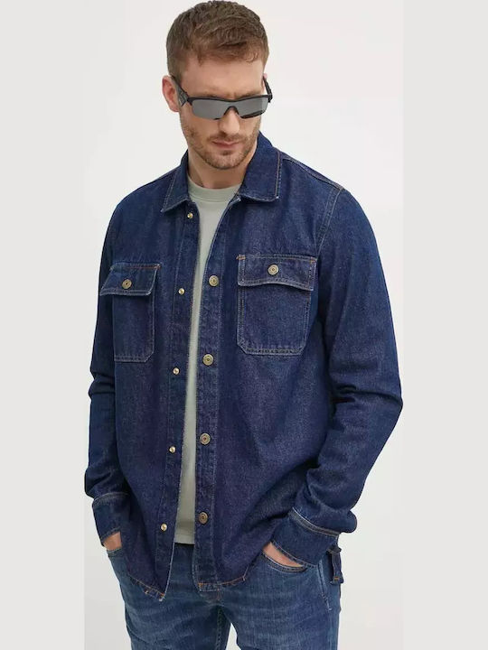 Дълъг Ръкав Деним Overshirt в Стандартна Кройка Син