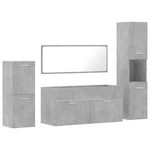 vidaXL Bench without sink, with Mirror & Column & 2 Lockers Grey