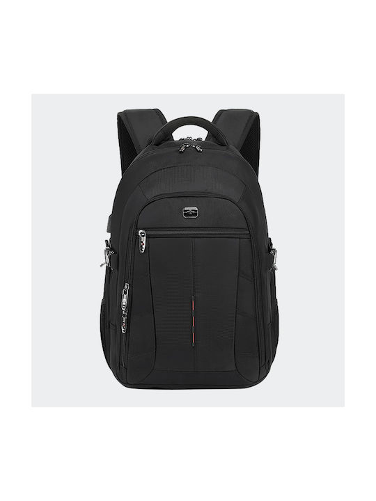 Tourist Gear Fabric Backpack with USB Port Black 21.5lt