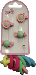 Sandra Fellini Set Kids Hair Clips with Hair Clips / Rubber Bands Candies 12 Pieces