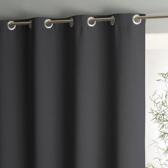 La Redoute Interieurs Κουρτίνα Συσκότισης με Τρουκς Γκρι 140x250εκ.