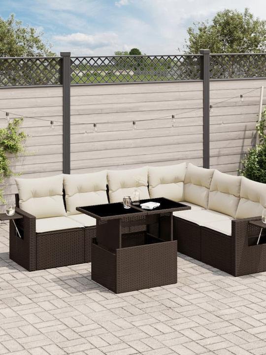 Set Cameră De Zi Pentru Exterior 7 Piese Maro C...