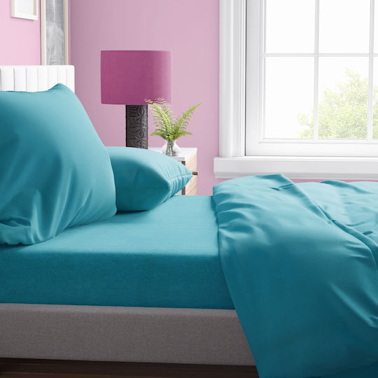 Dimcol Set Queen 4pcs 240x270cm Solid Turquoise