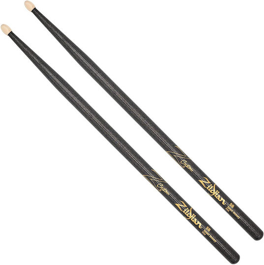 Zildjian Hickory Drumsticks Drums 5B with Tip Shape Oval in Black Color