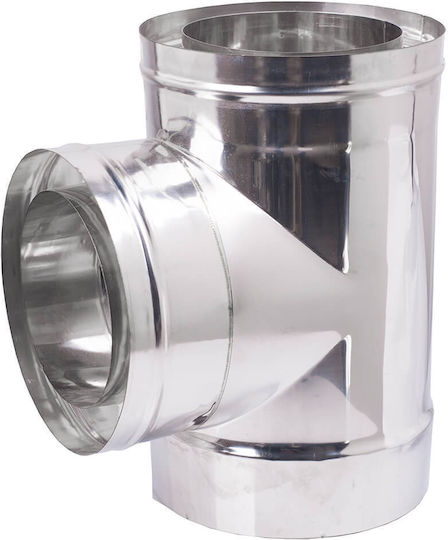Spiroduct Γωνία Σύνδεσης Καπνοδόχου Inox 80mm Ασημί