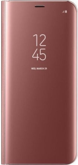 OEM Калъф Clear View Stand Розово Злато за Huawei Y6 2018