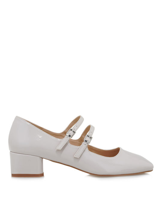 Exe Synthetic Leather White Medium Heels