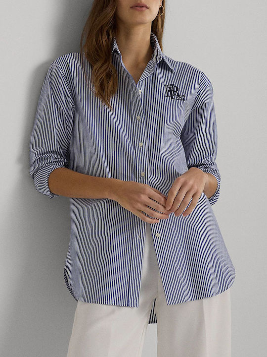 Ralph Lauren Women's Striped Long Sleeve Shirt BLUE