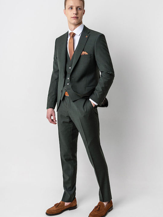 Fragosto Men's Suit Dark Green