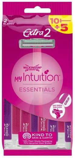 Wilkinson Sword My Intuition Extra2 Essentials Ξυραφάκι Σώματος με Ανταλλακτικές Κεφαλές Λεπίδων Λιπαντική Ταινία 15τμχ