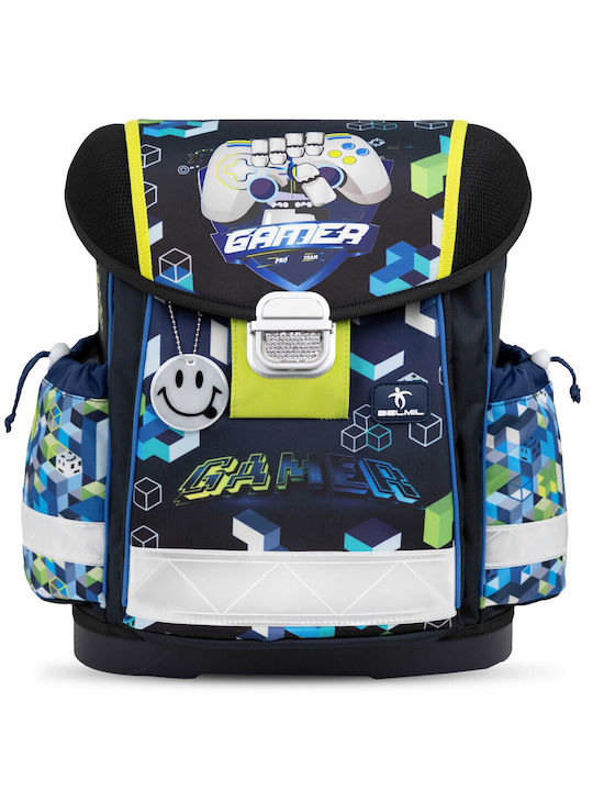 Belmil Classy School Bag Backpack Elementary, Elementary Blue with Water Bottle Holder 19Liters