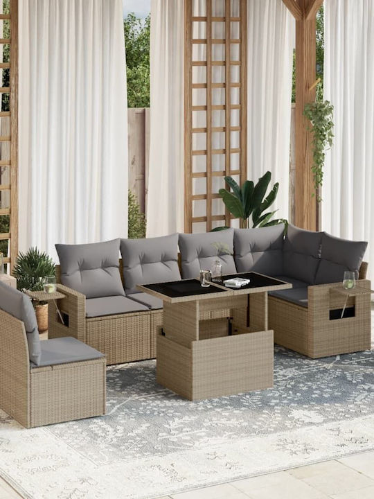 Set Cameră De Zi Pentru Exterior 7 Piese Bej Cu...