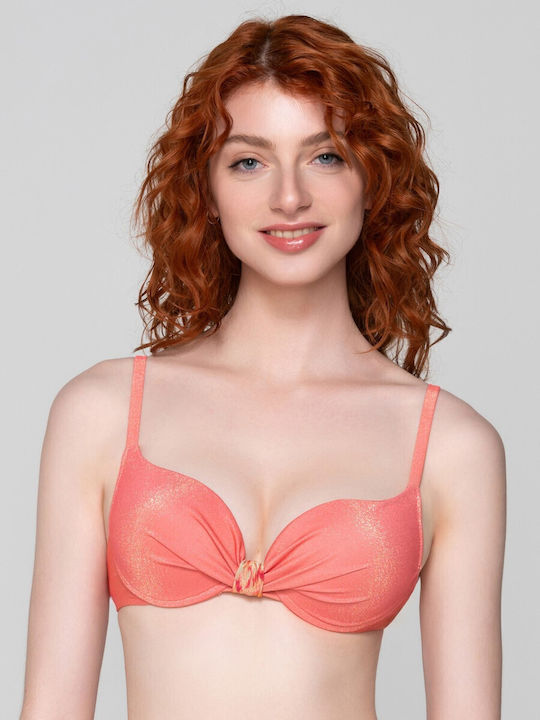 Luna Padded Bikini Swim Top with Adjustable Straps Coral