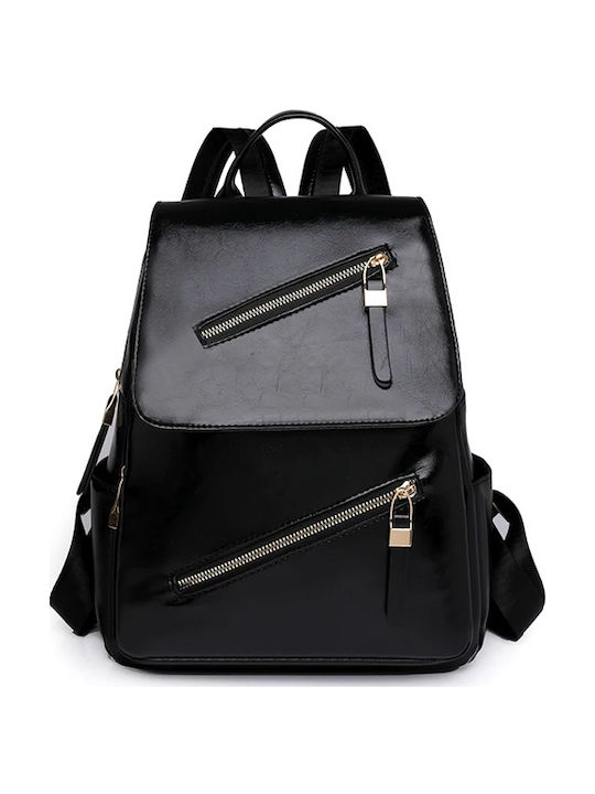 Leder Damentasche Rucksack Schwarz