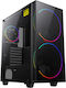 GameMax Black Hole Gaming Midi Tower Κουτί Υπολογιστή με Πλαϊνό Παράθυρο και RGB Φωτισμό Μαύρο