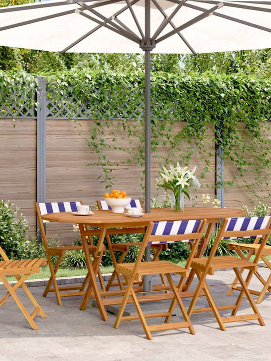 Outdoor Chair Wooden Blue with Cushion 6pcs 37x32.5x80cm