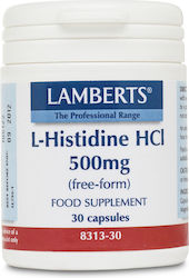 Lamberts L-histidine Hci Dietary Supplement Free Form Histidine for Normal Nervous System Function 500mg 30caps