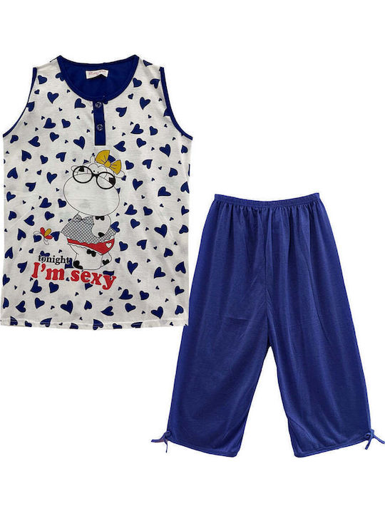 Women's Cotton Pyjama Set Sleeveless Shorts Gp-...