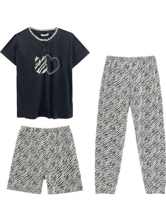 Women's Cotton Pajama Set 3 Pieces Animal Print...