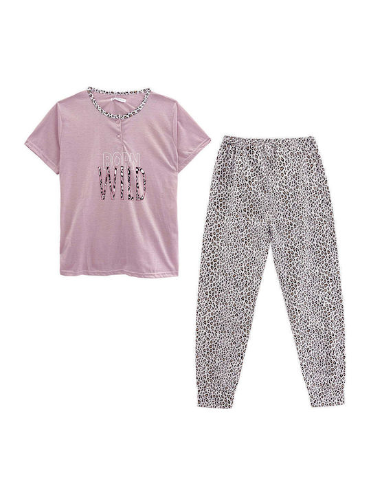 Women's Summer Cotton Pajama Set Short Sleeve L...