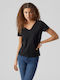 Vero Moda pentru Femei Bluză cu Decolteu în V Black