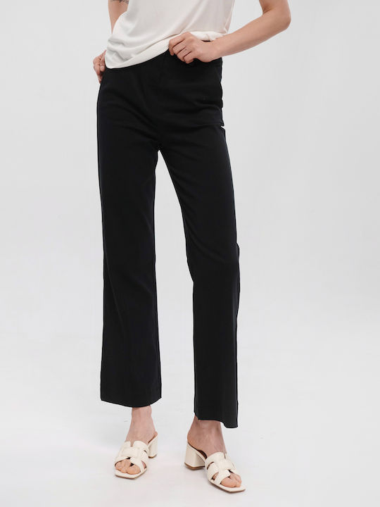 Milla Women's High-waisted Cotton Trousers Flare Black