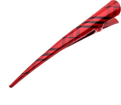 Metallic Check Hair Clip - 6 Colors-Red