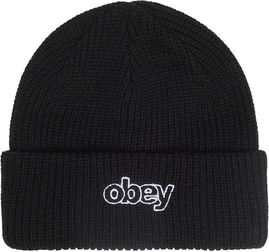 Throwback Beanie Unisex Σκούφος Πλεκτός σε Μαύρο χρώμα